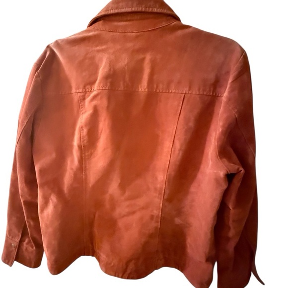 Christopher & Banks Women's Orange Leather Jacket - Picture 3 of 8